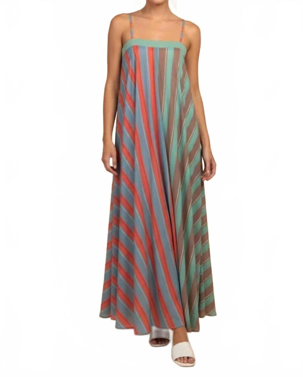 NEW J.NNA serena striped maxi summer dress in multi